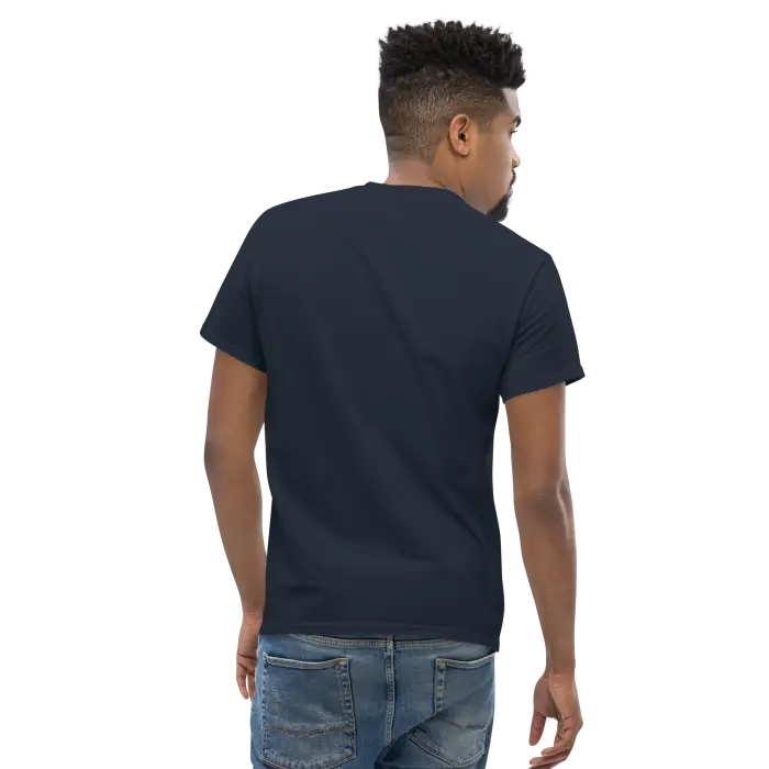 Dark blue t-shirt.