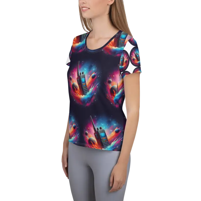 Woman’s patterned tank top.