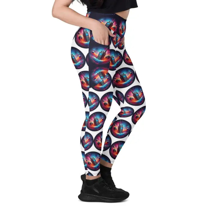 Patterned leggings with side pocket.