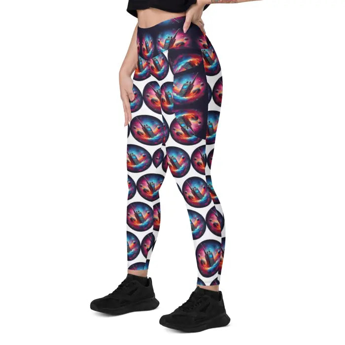 Patterned leggings.