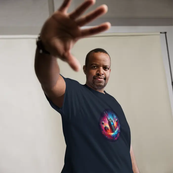 Man in graphic tee.