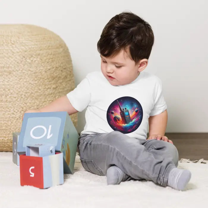 Child’s t-shirt with walkie-talkie design.