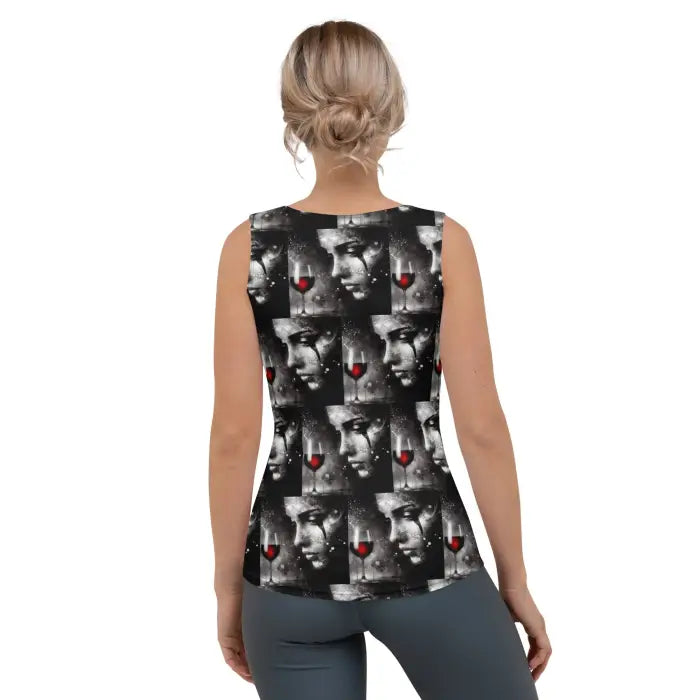 Patterned sleeveless top.