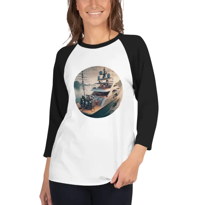 Yacht-themed raglan shirt.
