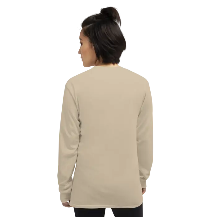 Beige long-sleeved shirt.