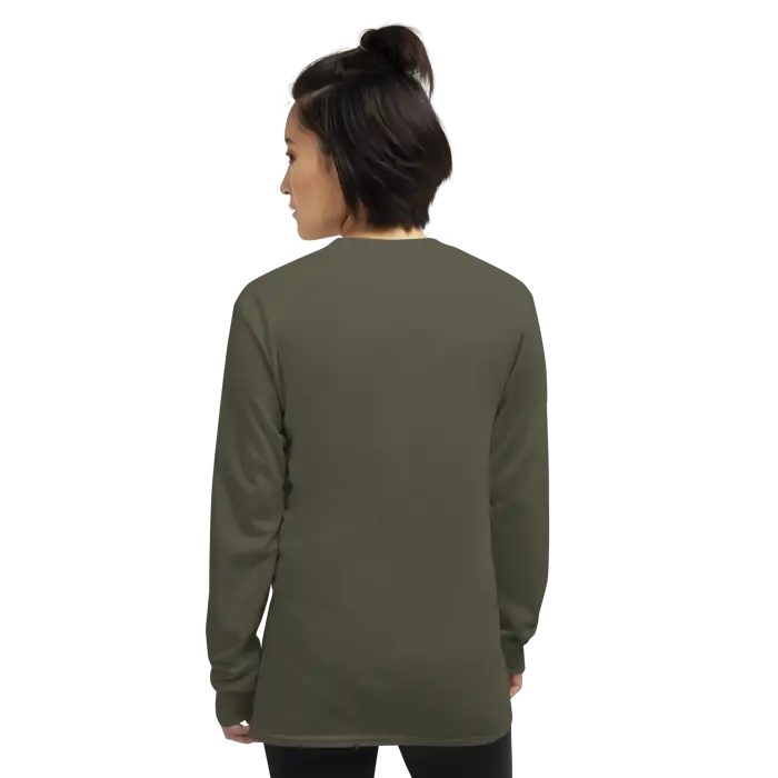 Olive green long-sleeved shirt.