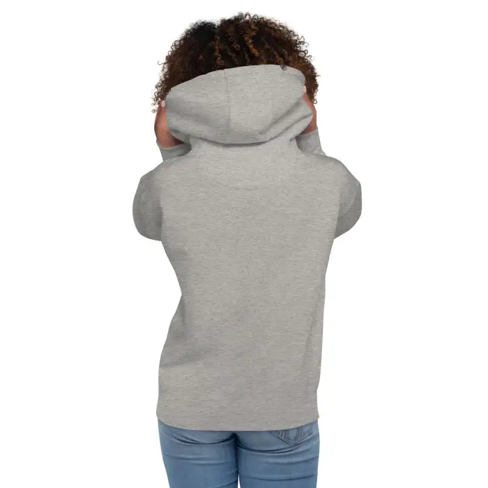 Gray hooded sweatshirt.