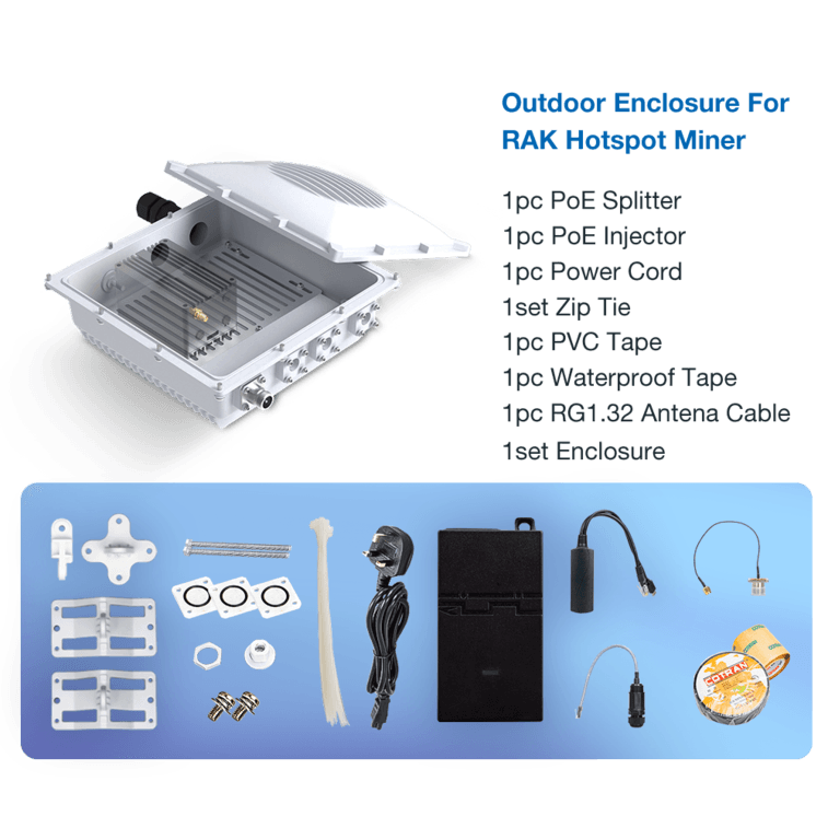 Outdoor antenna box with accessories.