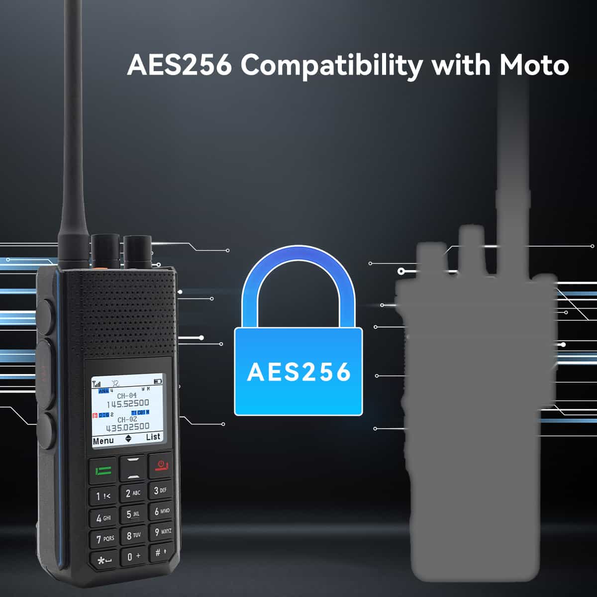AES256 compatible two-way radio.