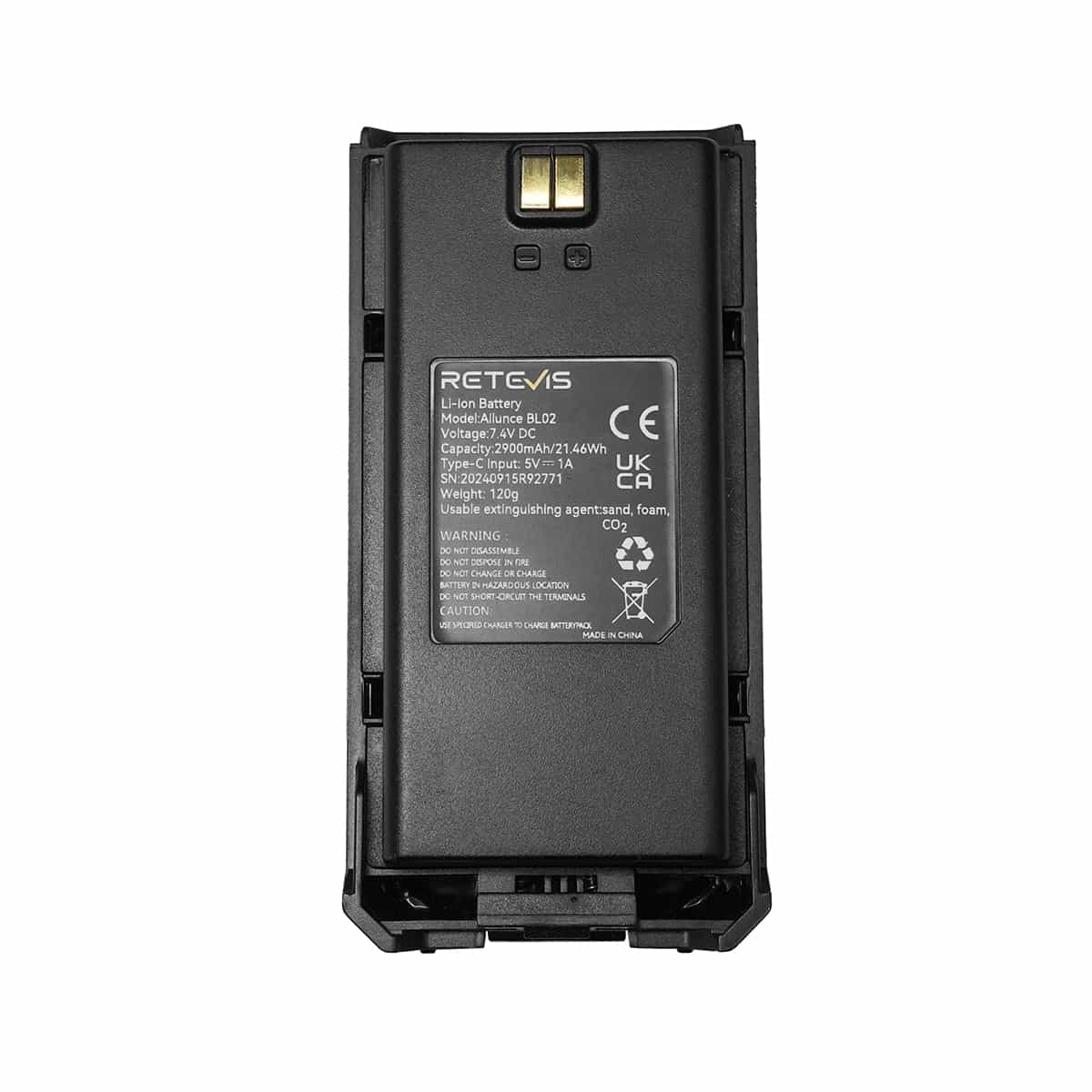 Black Retevis walkie-talkie battery.