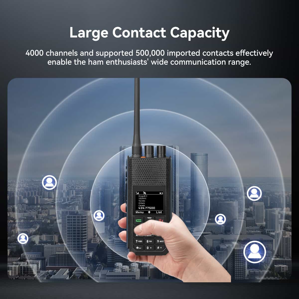 Handheld two-way radio.