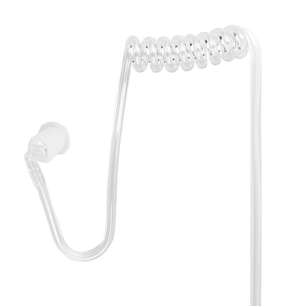 Clear coiled earbud with white tip