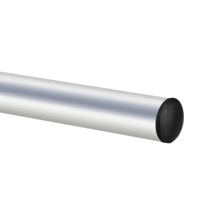 Silver metal rod with black end cap.