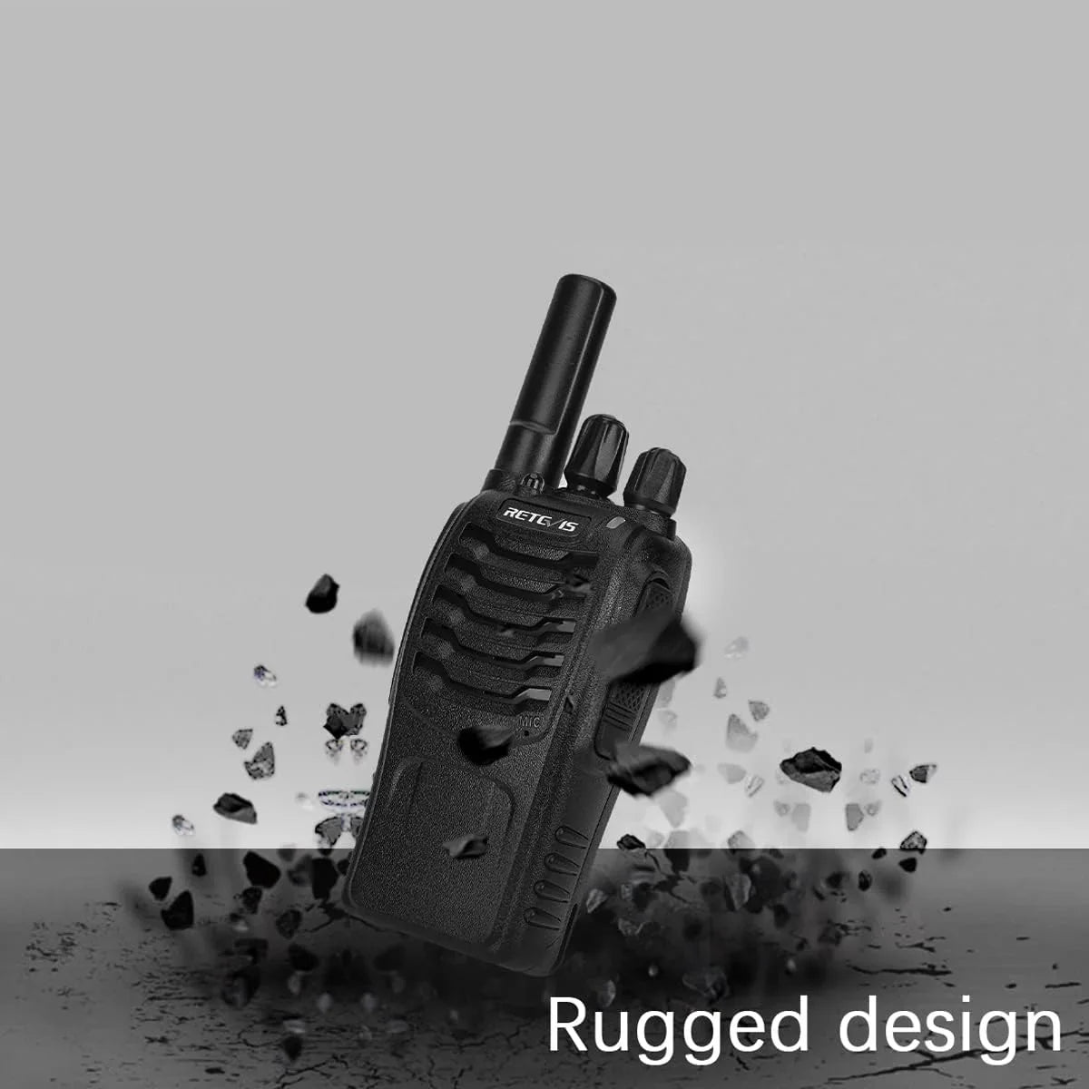 Black rugged walkie-talkie.