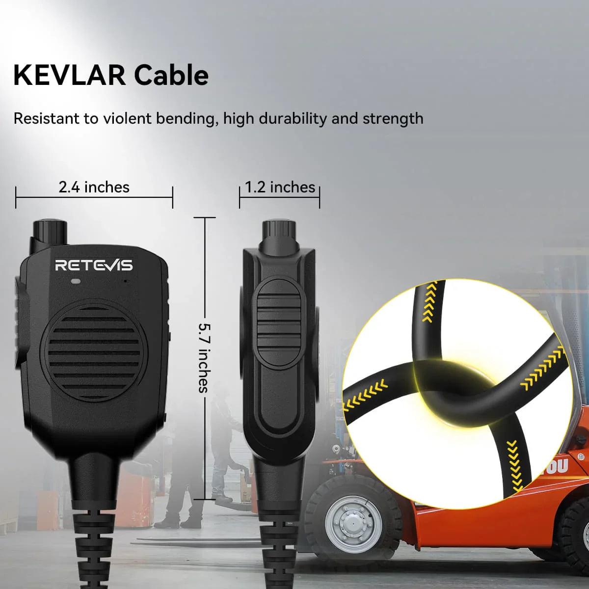 Black Kevlar cable microphone.