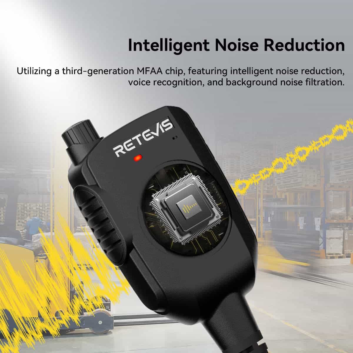 Black noise-canceling microphone.