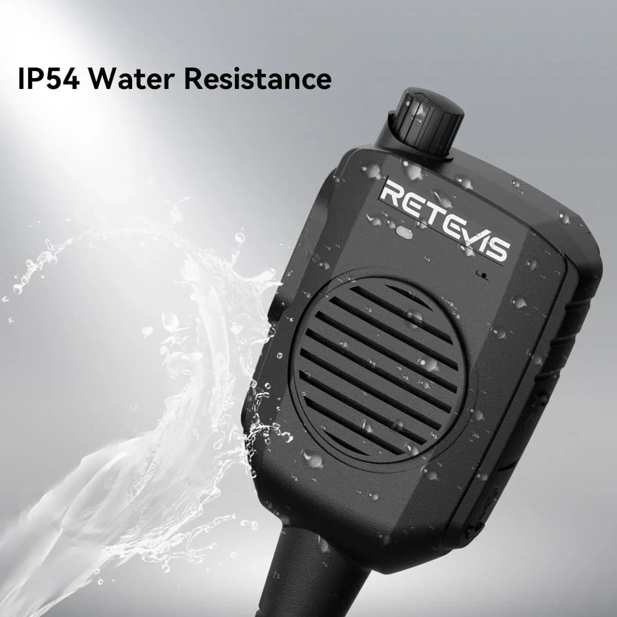 Black water-resistant walkie-talkie.