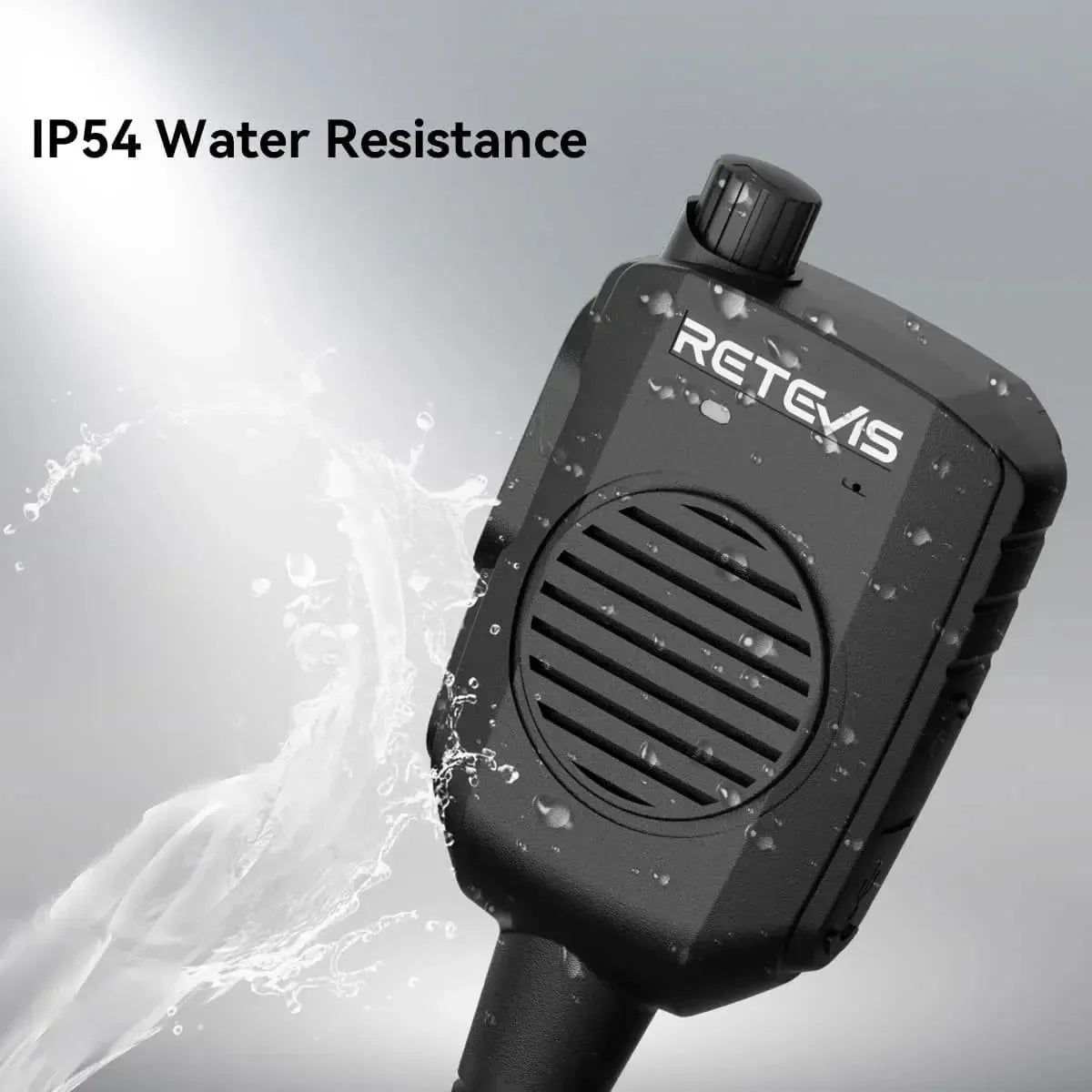 Black water-resistant walkie-talkie.