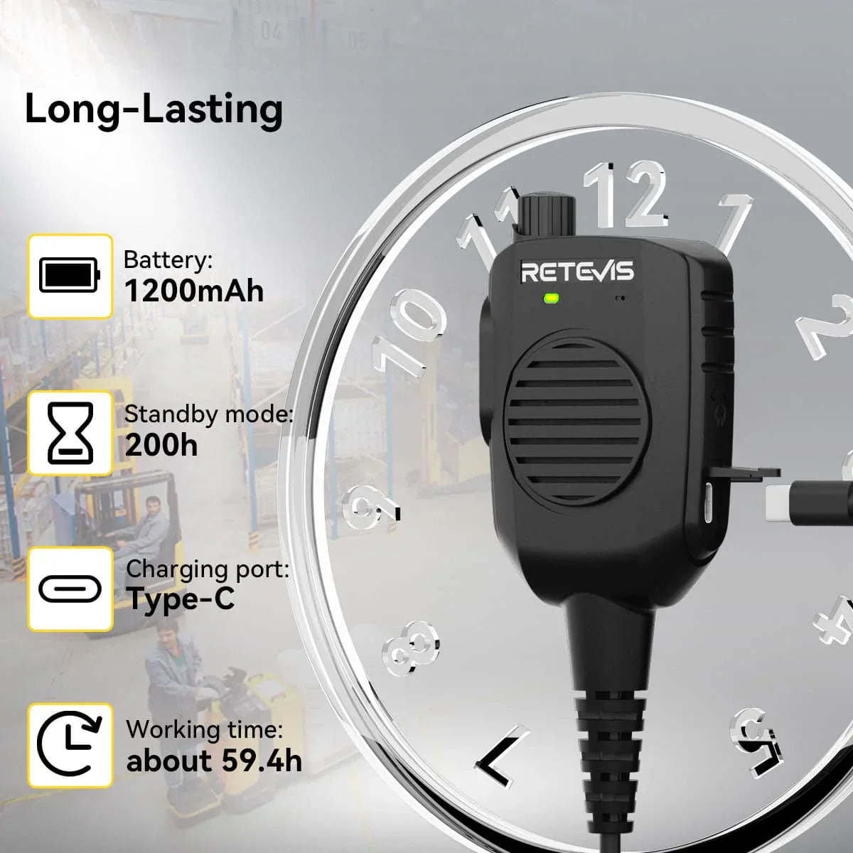 Black Retevis speaker microphone.