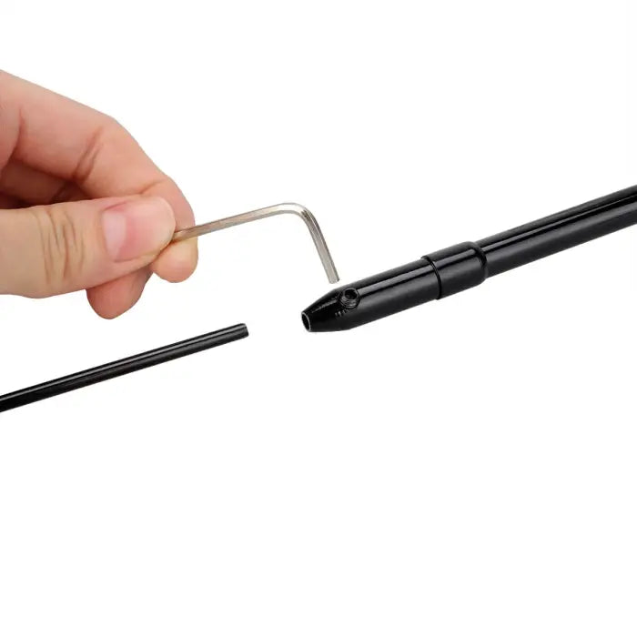 Black metal rod with Allen wrench.