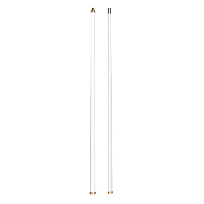 Two white flagpoles.