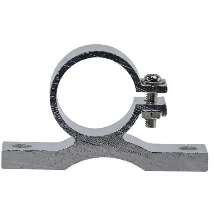 Silver metal mounting clamp.
