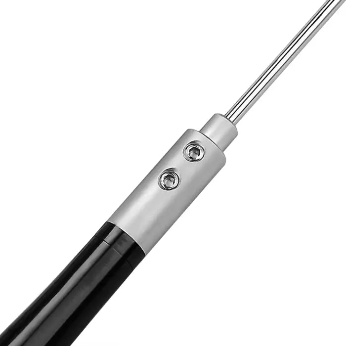 Silver and black metal rod.