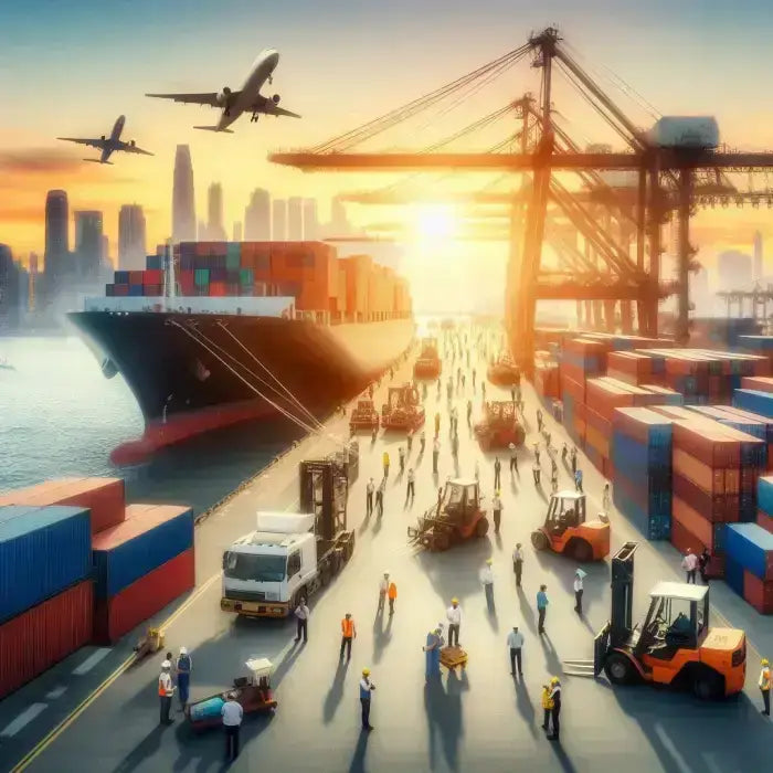 Busy international shipping port.