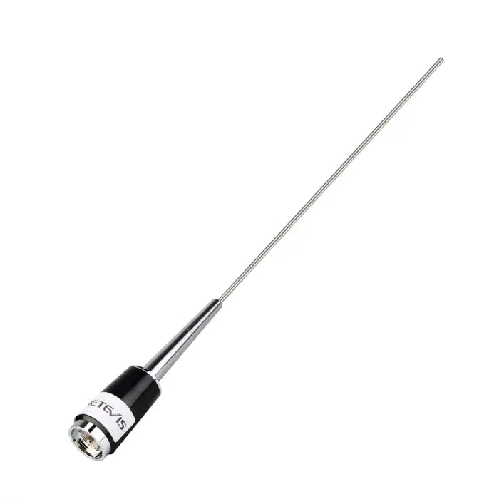 Silver and black radio antenna.