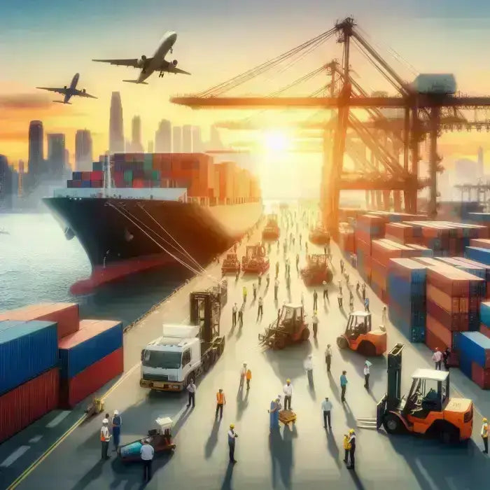 Busy shipping port.