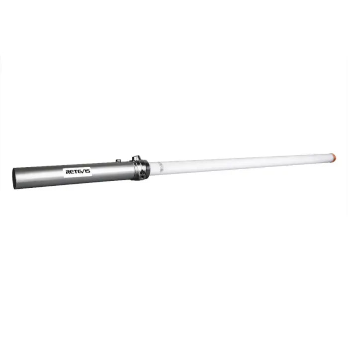 Silver and white antenna.