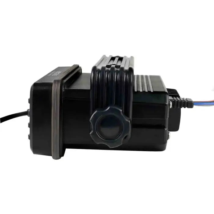 Black electronic device with adjustment knob.