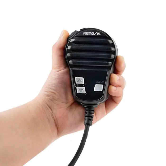 Black handheld microphone.