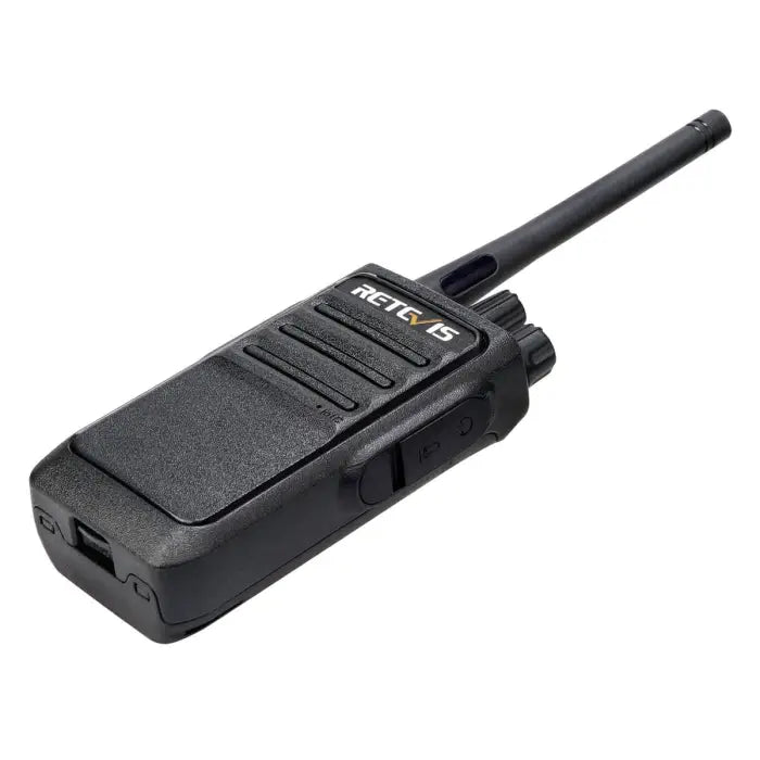 Black walkie-talkie with antenna.