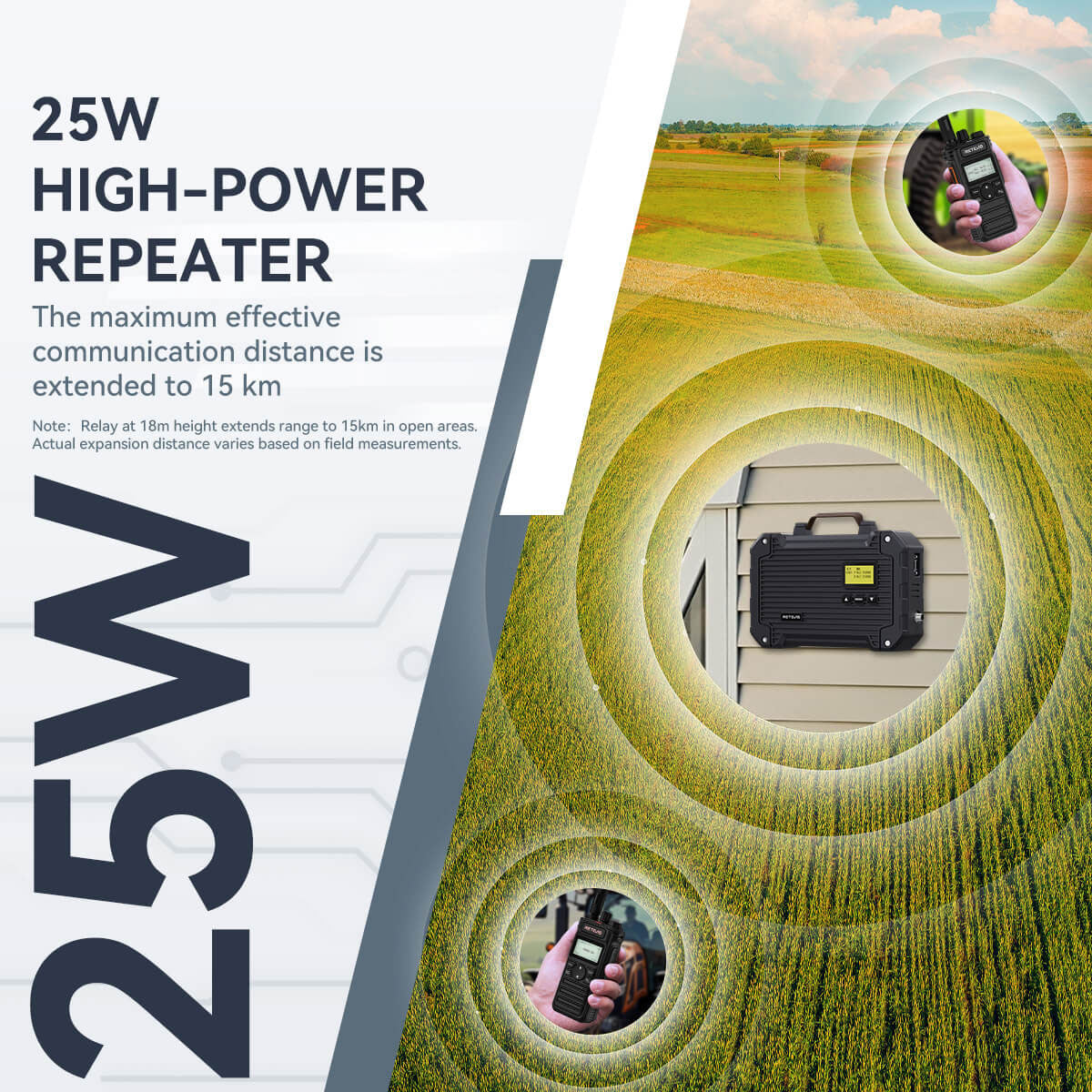 High-power repeater with extended communication range.