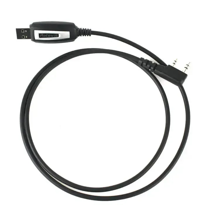 Black USB programming cable.