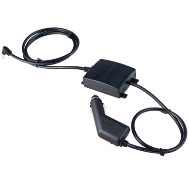 Black car charger with power adapter.