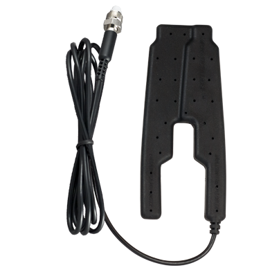 Black antenna with coaxial cable.