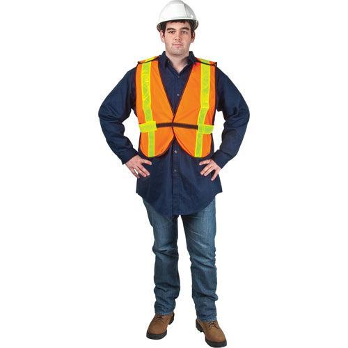 A man in a hard hat and high-visibility vest