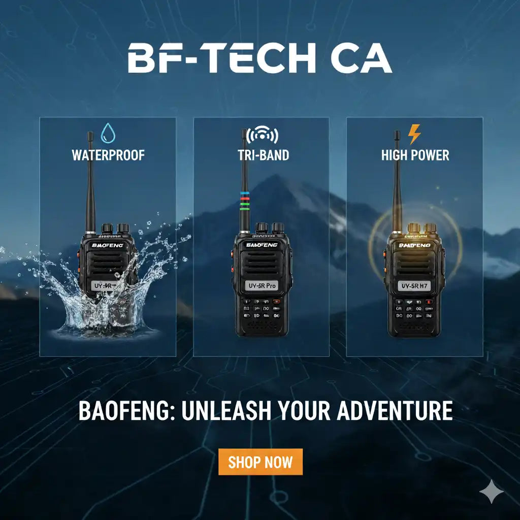 Three two-way radios with different features.