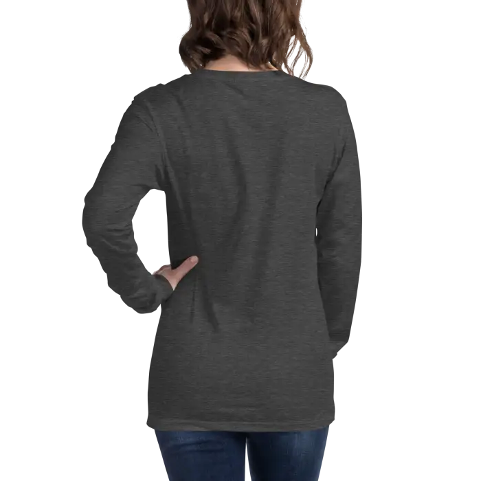 Gray long-sleeved shirt.