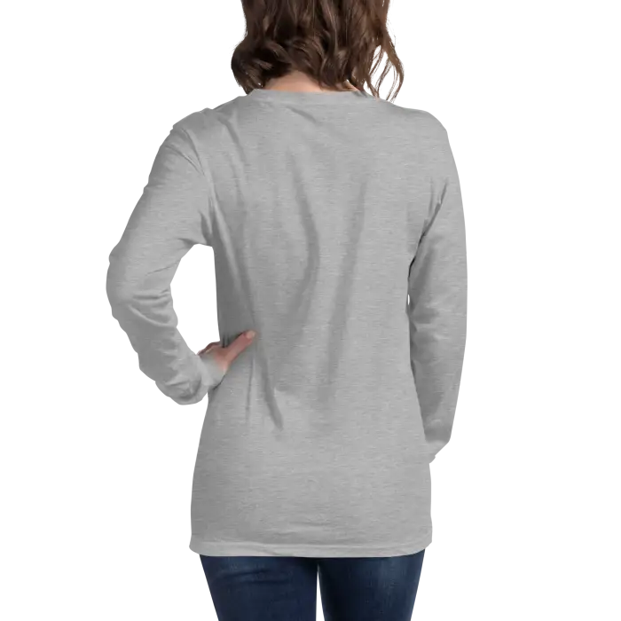 Gray long-sleeved shirt.