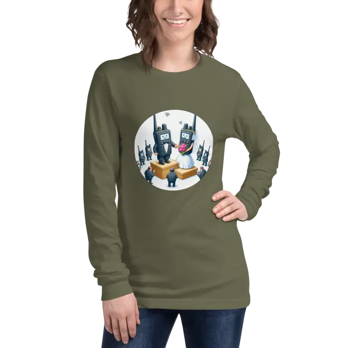 Olive green long-sleeved shirt.
