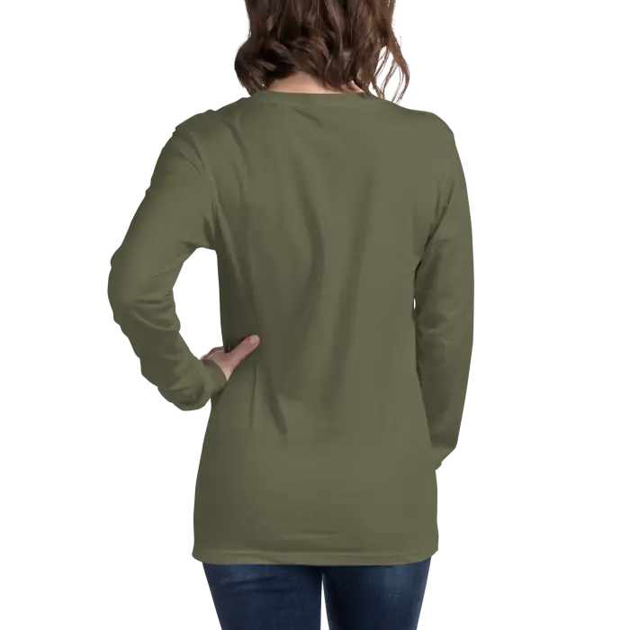 Olive green long-sleeved shirt.