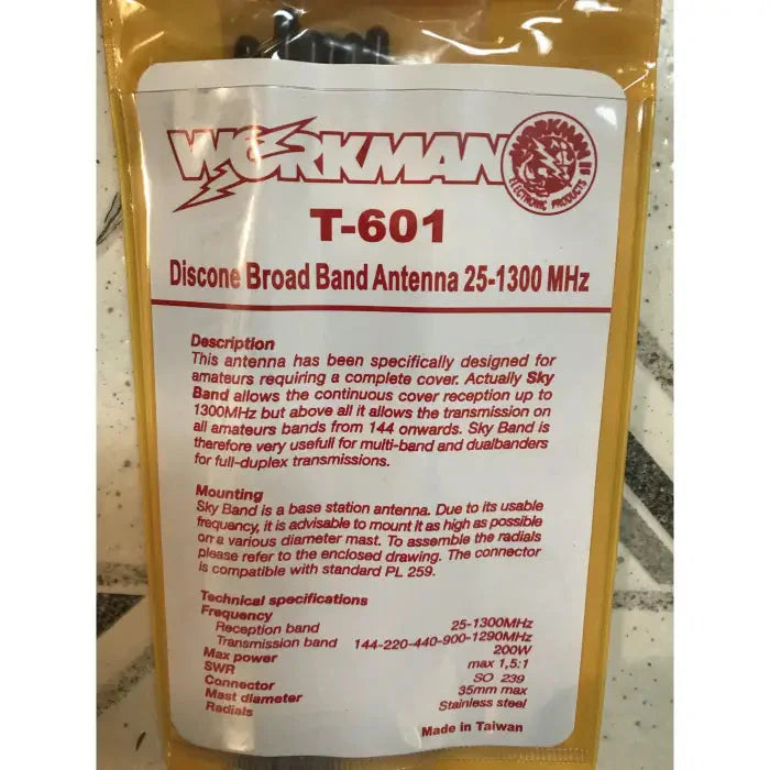 Workman T-601 discone broad band antenna.