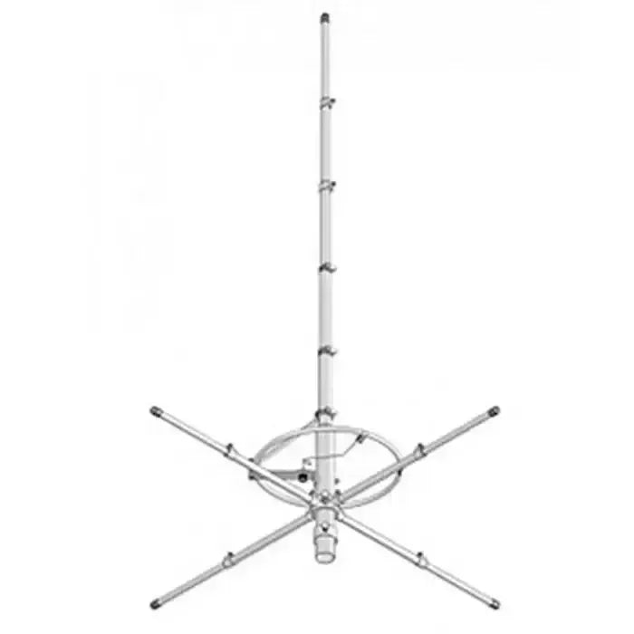 Vertical antenna with a collapsible tripod base.