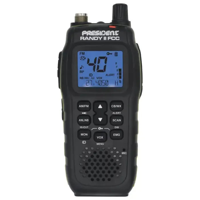 President Randy II FCC portable handheld CB radio with roger beep and digital display