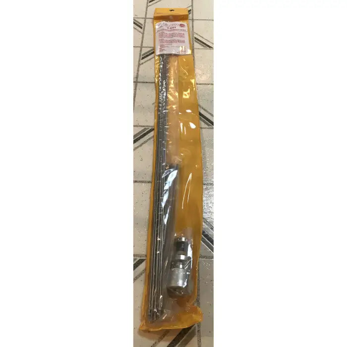 Packaged telescopic antenna.