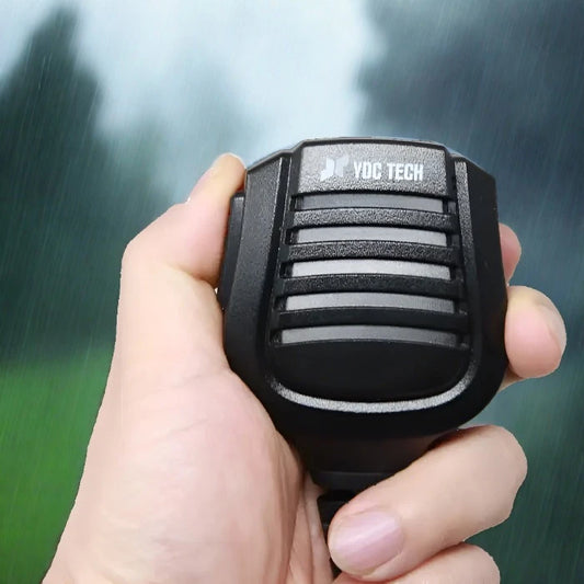 Black handheld microphone.