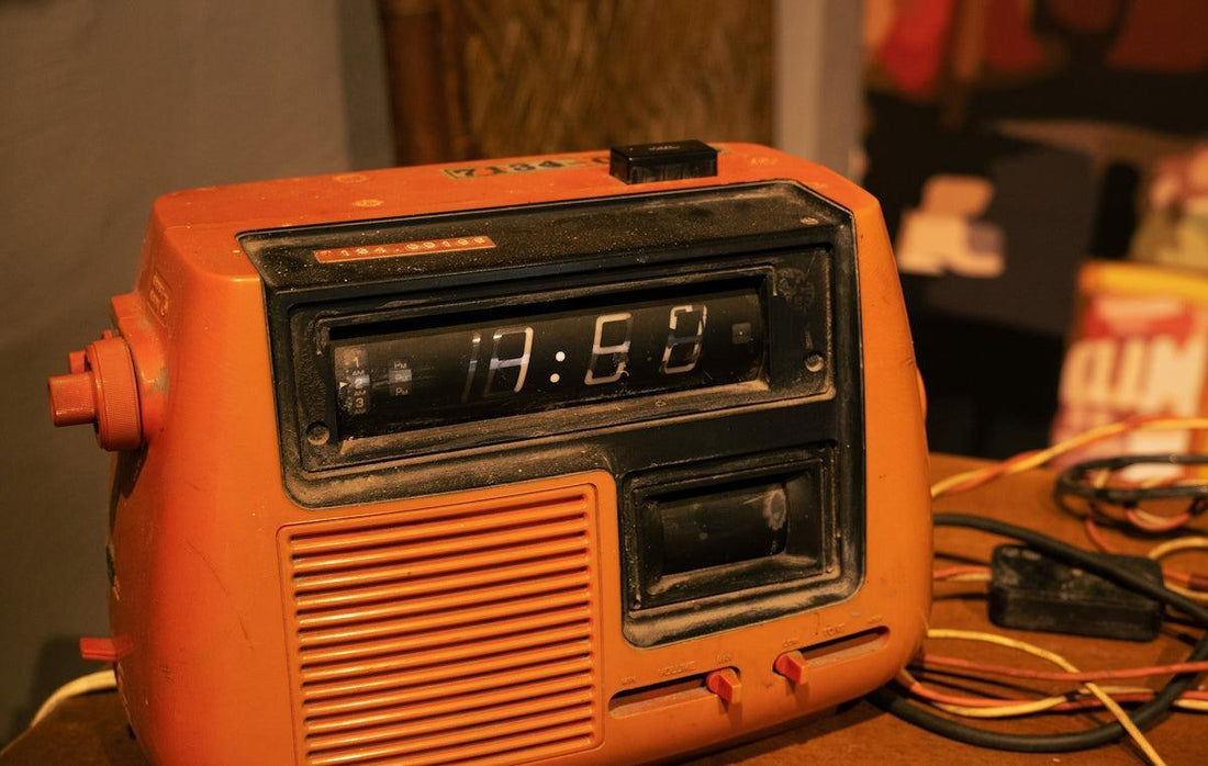 an old radio on a table